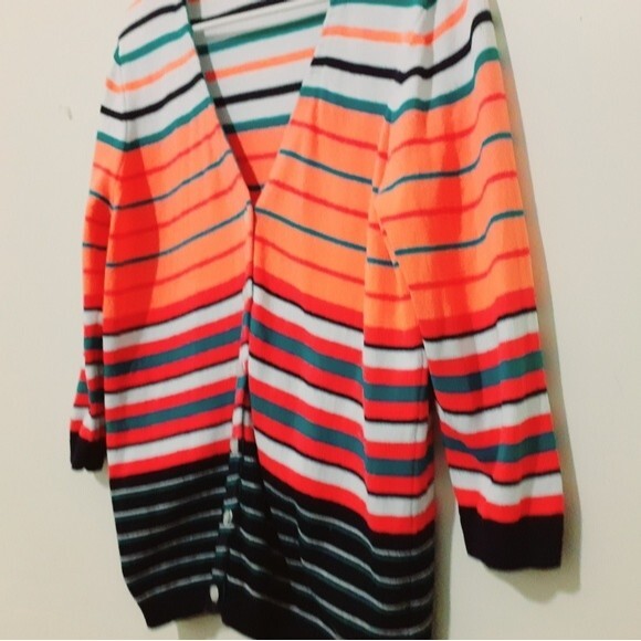 Liz Claiborne New York 100% Cotton Multicolor Button 3/4 Sleeves Cardigan - Picture 5 of 12